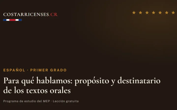 Para qué hablamos: propósito y destinatario de los textos orales — Español, Primer grado
