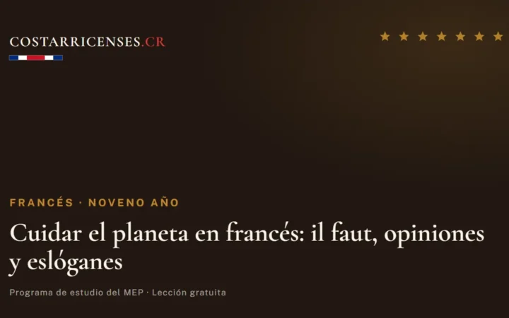 Cuidar el planeta en francés: il faut, opiniones y eslóganes — Francés, Zapandí (Noveno año)