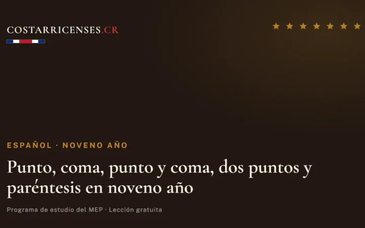 Punto, coma, punto y coma, dos puntos y paréntesis en noveno año — Español, Zapandí (Noveno año)