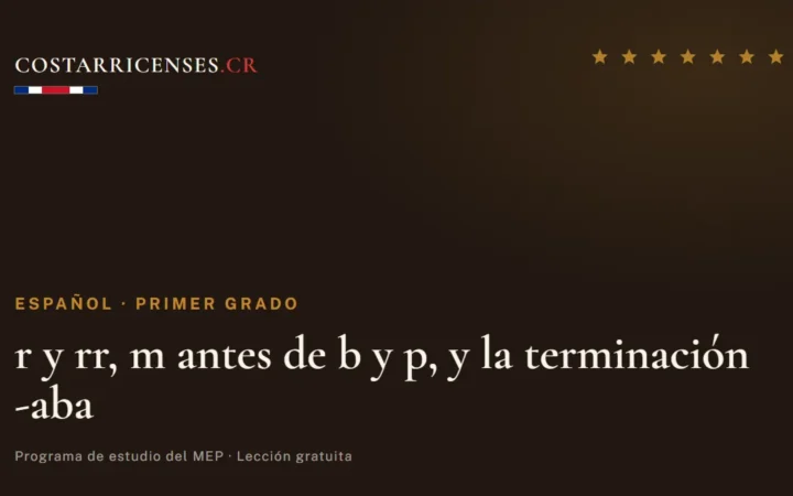 r y rr, m antes de b y p, y la terminación -aba — Español, Primer grado