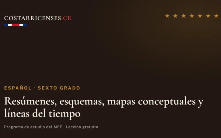 Resúmenes, esquemas, mapas conceptuales y líneas del tiempo — Español, Sexto grado