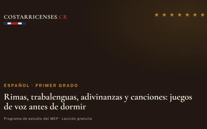 Rimas, trabalenguas, adivinanzas y canciones: juegos de voz antes de dormir — Español, Primer grado