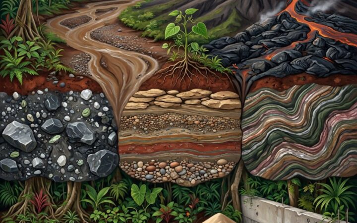 Ilustración: Rocas ígneas, sedimentarias y metamórficas: formación y usos