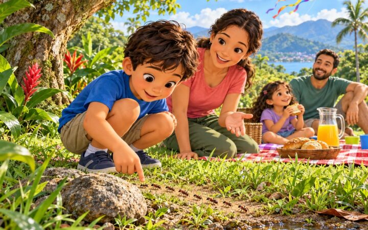 Ilustración: Seres vivos y cosas sin vida: un picnic en el parque