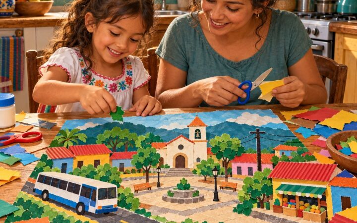 Ilustración: Sesgado y pegado: cómo hacer un paisaje urbano con papel