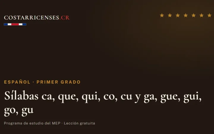 Sílabas ca, que, qui, co, cu y ga, gue, gui, go, gu — Español, Primer grado
