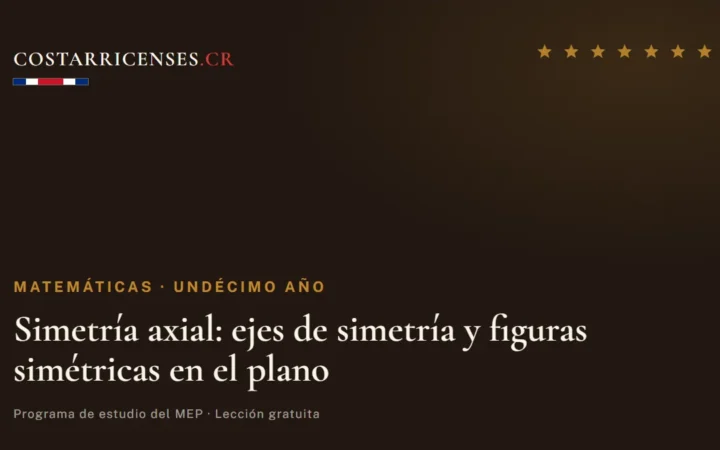 Simetría axial: ejes de simetría y figuras simétricas en el plano — Matemáticas, Undécimo año