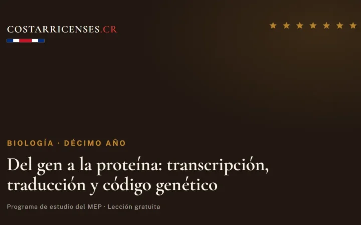 Del gen a la proteína: transcripción, traducción y código genético — Biología, Décimo año