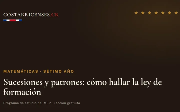 Sucesiones y patrones: cómo hallar la ley de formación — Matemáticas, Térraba (Sétimo año)