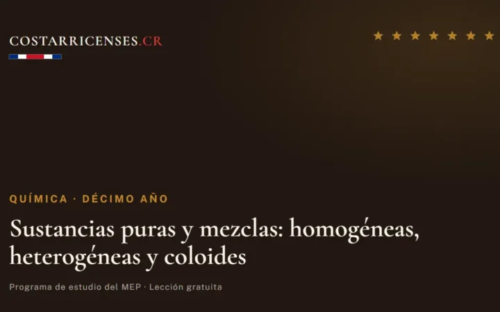 Sustancias puras y mezclas: homogéneas, heterogéneas y coloides — Química, Décimo año