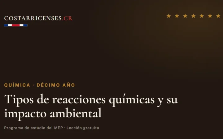 Tipos de reacciones químicas y su impacto ambiental — Química, Décimo año
