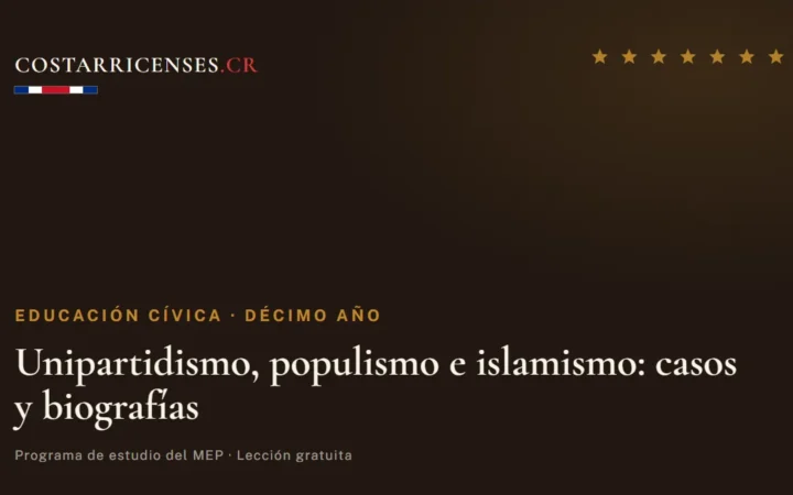 Unipartidismo, populismo e islamismo: casos y biografías — Educación Cívica, Décimo año