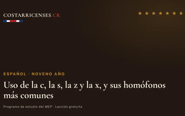 Uso de la c, la s, la z y la x, y sus homófonos más comunes — Español, Zapandí (Noveno año)