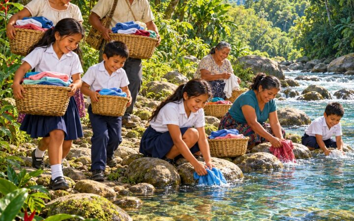 Ilustración: Vamos al río: actividades, agua y sentidos en lengua brunca