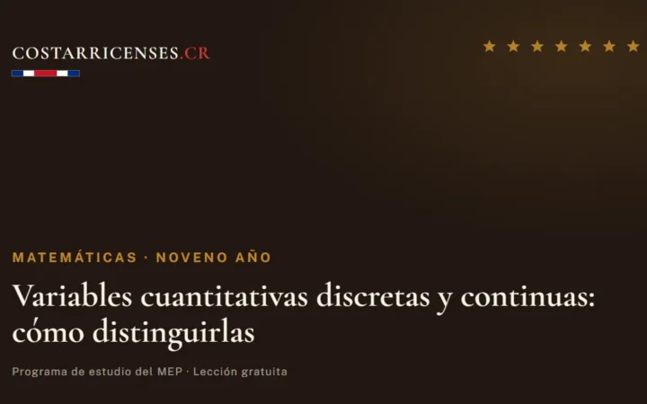 Variables cuantitativas discretas y continuas: cómo distinguirlas — Matemáticas, Zapandí (Noveno año)