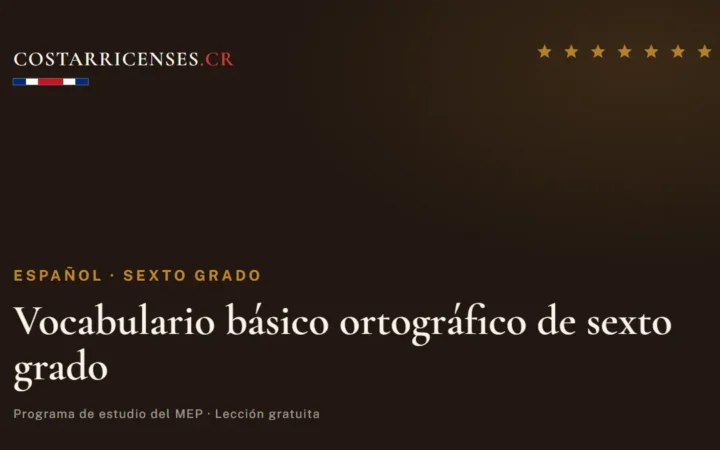 Vocabulario básico ortográfico de sexto grado — Español, Sexto grado