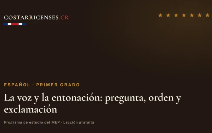 La voz y la entonación: pregunta, orden y exclamación — Español, Primer grado
